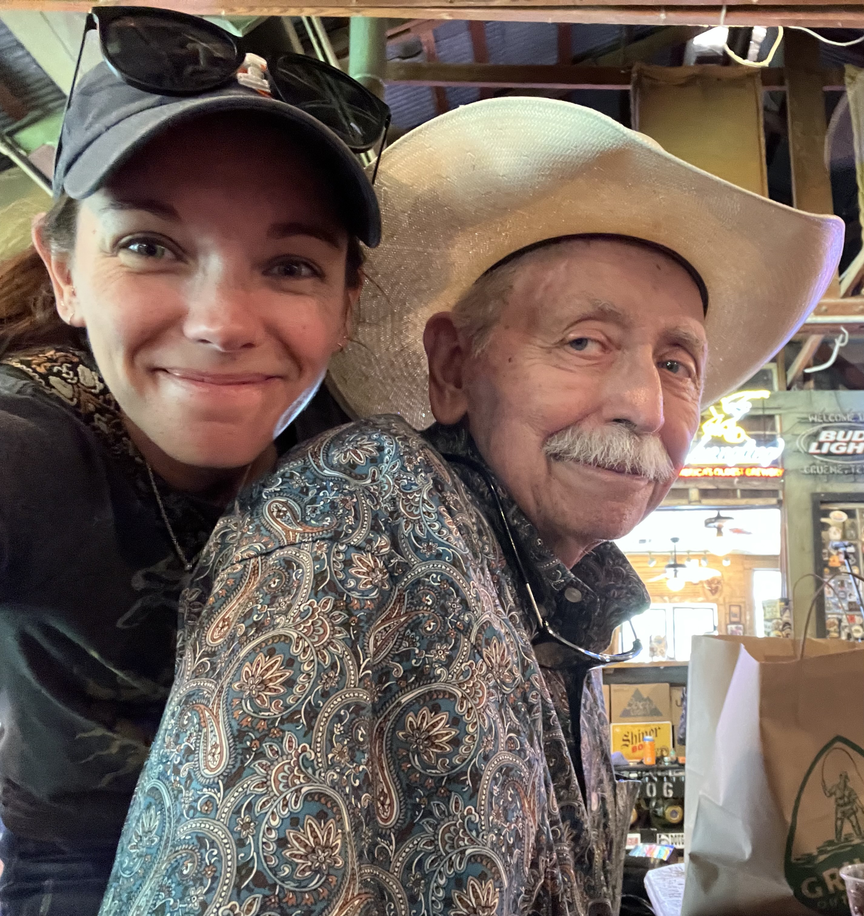 Shannon and her dad at a family reunion